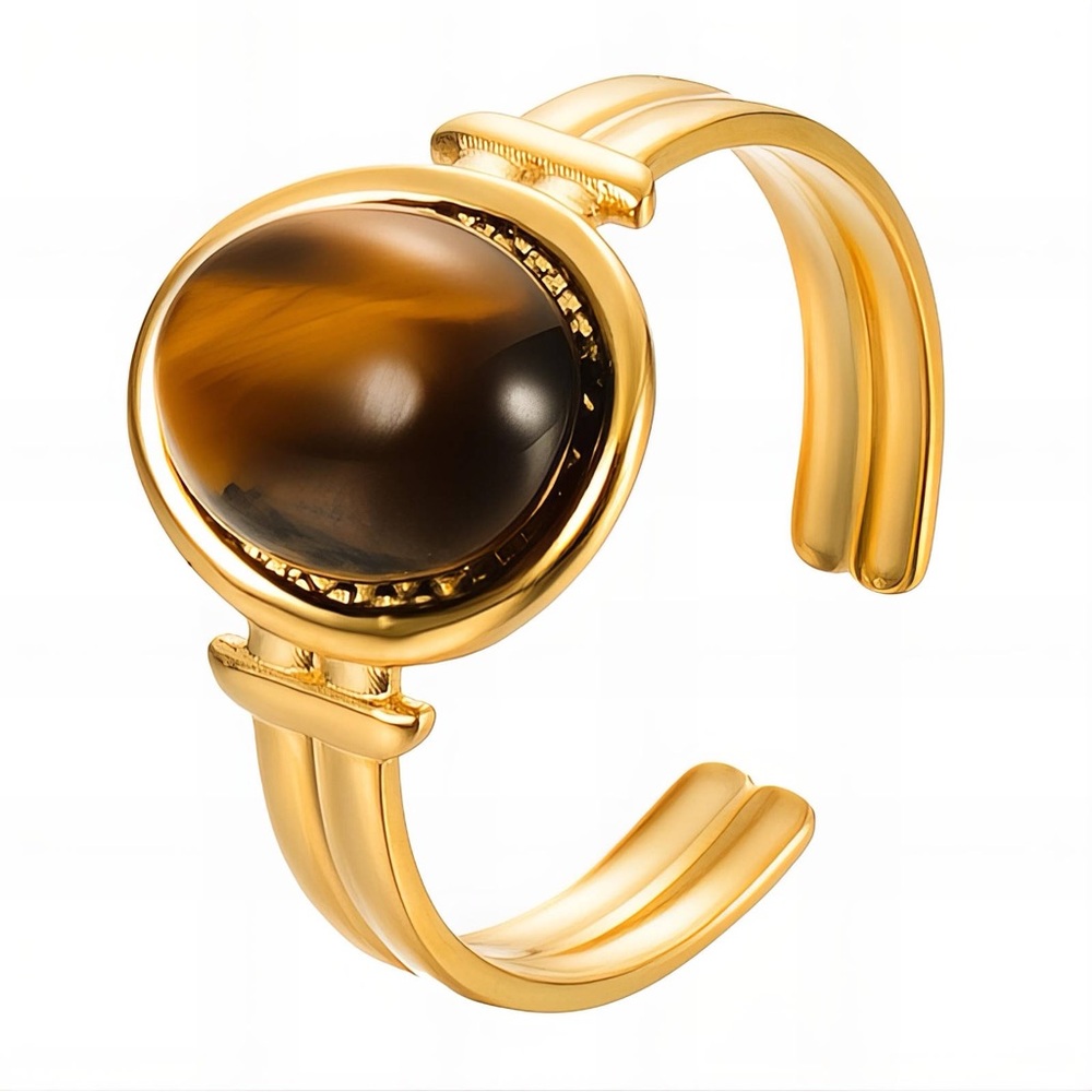 Gold Tiger Eye Cuff Ring